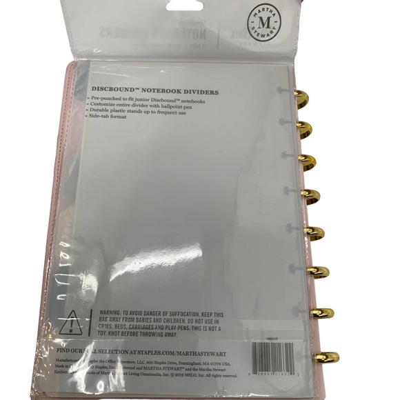 Martha Stewart Discbound Customizable Notebook 6 3/8 x 9 in + Dividers NEW Pink - Picture 5 of 6